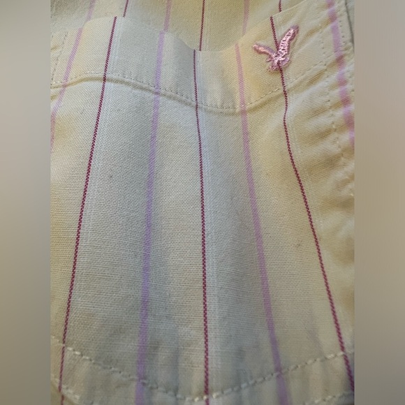 AMERICAN EAGLE PALE ORANGE WITH BURGUNDY AND LILAC STRIPES GIRLS SHIRT - Picture 5 of 5